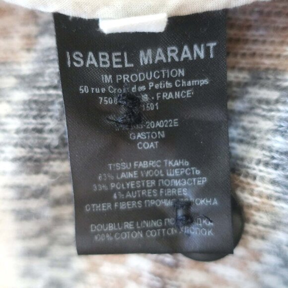 Isabel Marant Etoile Gaston Plaid Shirt Jacket Brown/Cream Wool-Blend Size 42 - Picture 8 of 9